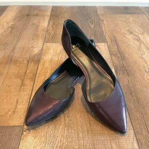 Marc Fisher LTD MLSunny4 Half D’Orsay Jewel Tone Purple Crackle Metallic Flat 8